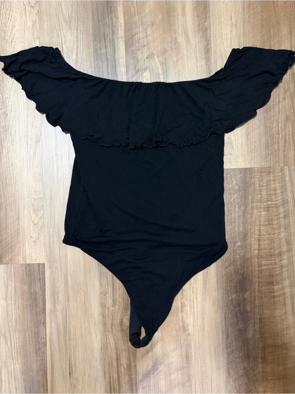 Lovers + Friends Black Off-Shoulder Ruffle Bodysuit